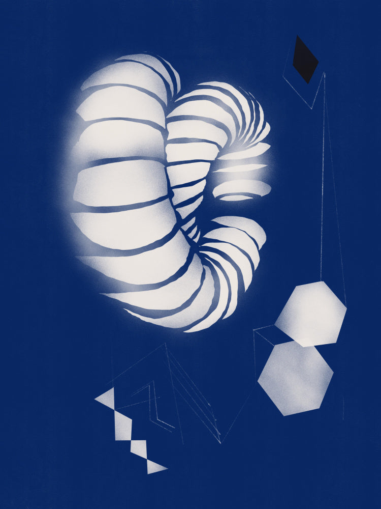 Blue Geometric Spiral | Canvas