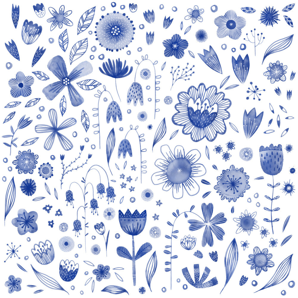Whimsical Blue Flowers | Canvas