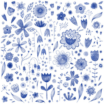 Whimsical Blue Flowers | Canvas