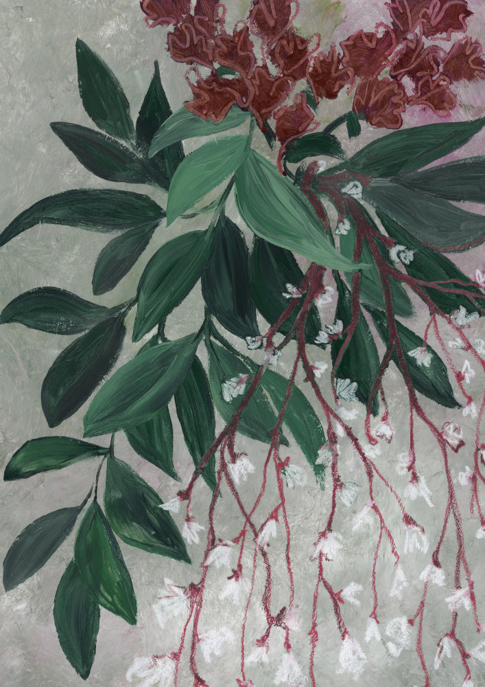 Green Leaves White Blooms | Canvas
