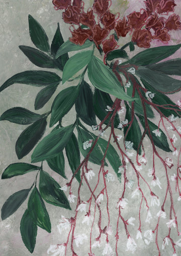 Green Leaves White Blooms | Canvas
