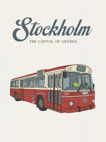 Classic Red Stockholm Bus | Canvas