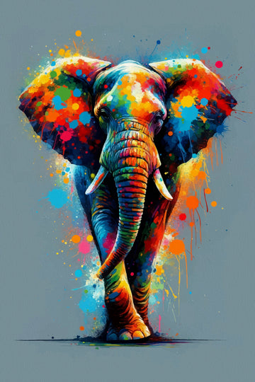 Vibrant Splatter Elephant | Poster