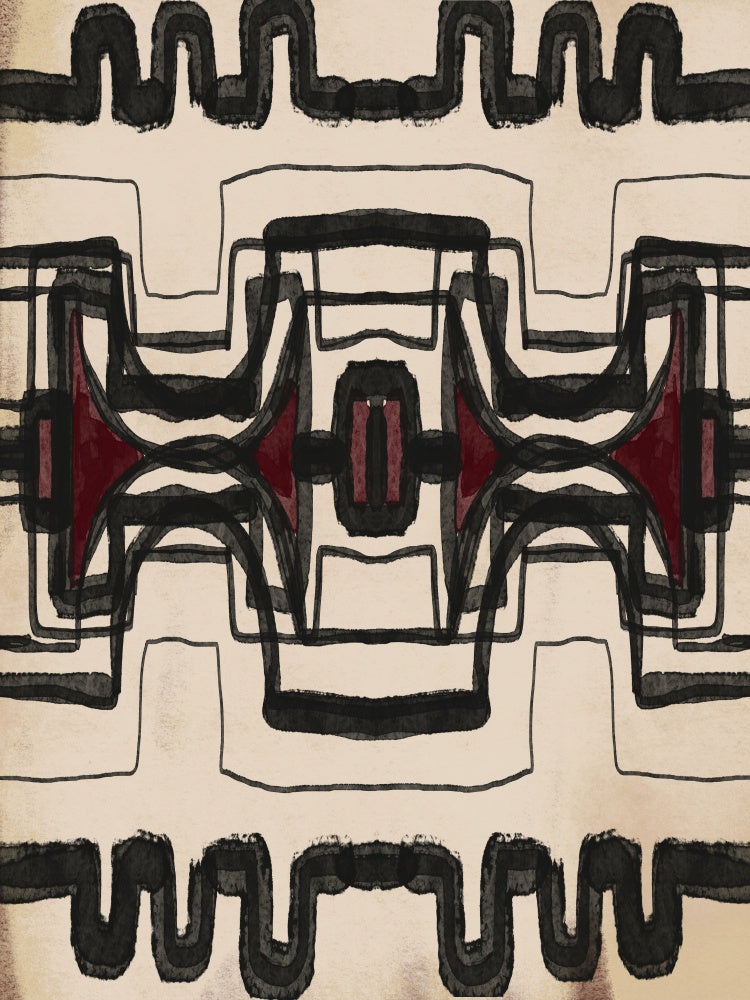 Red Tribal Geometry | Poster