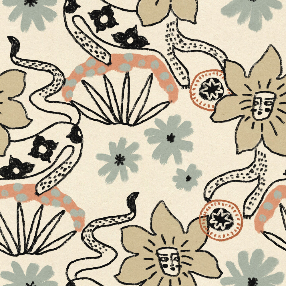Bohemian Floral Snakes | Canvas
