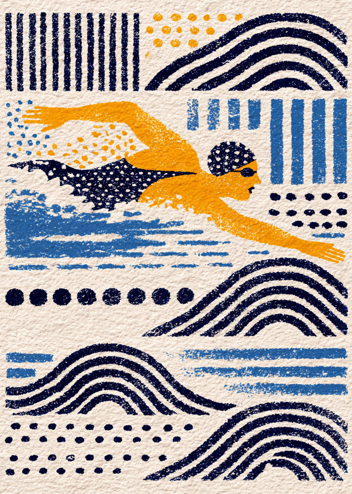 Stylized Swimmer Patterns | Canvas