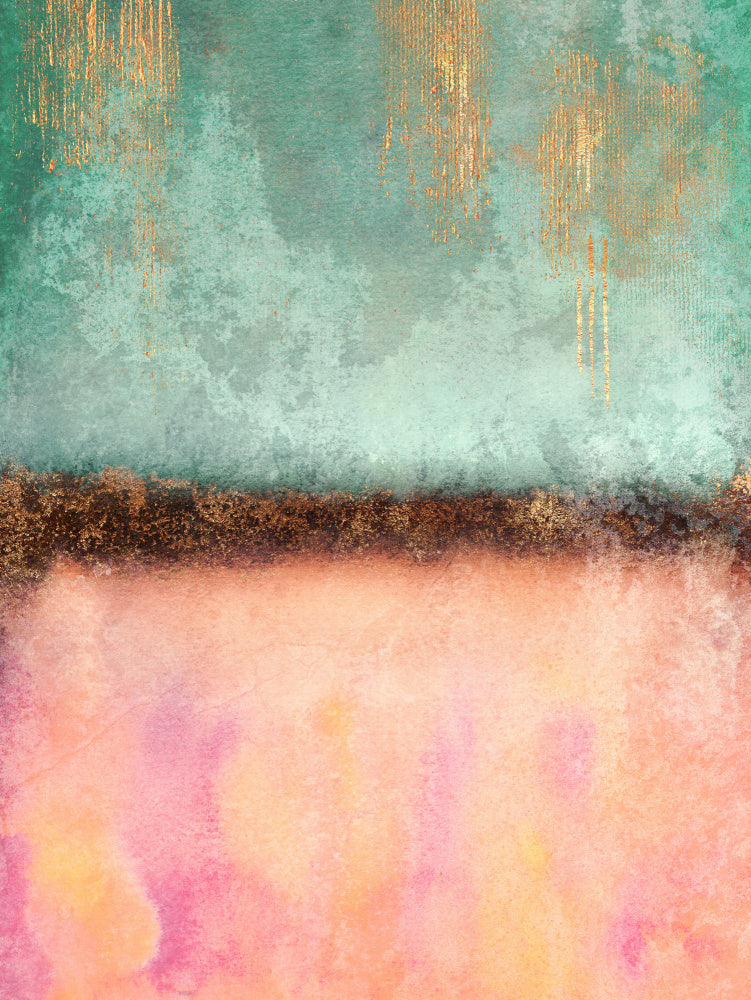 Teal Pink Gold Drips | Canvas