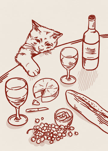 Curious Kitten Wine Table | Poster