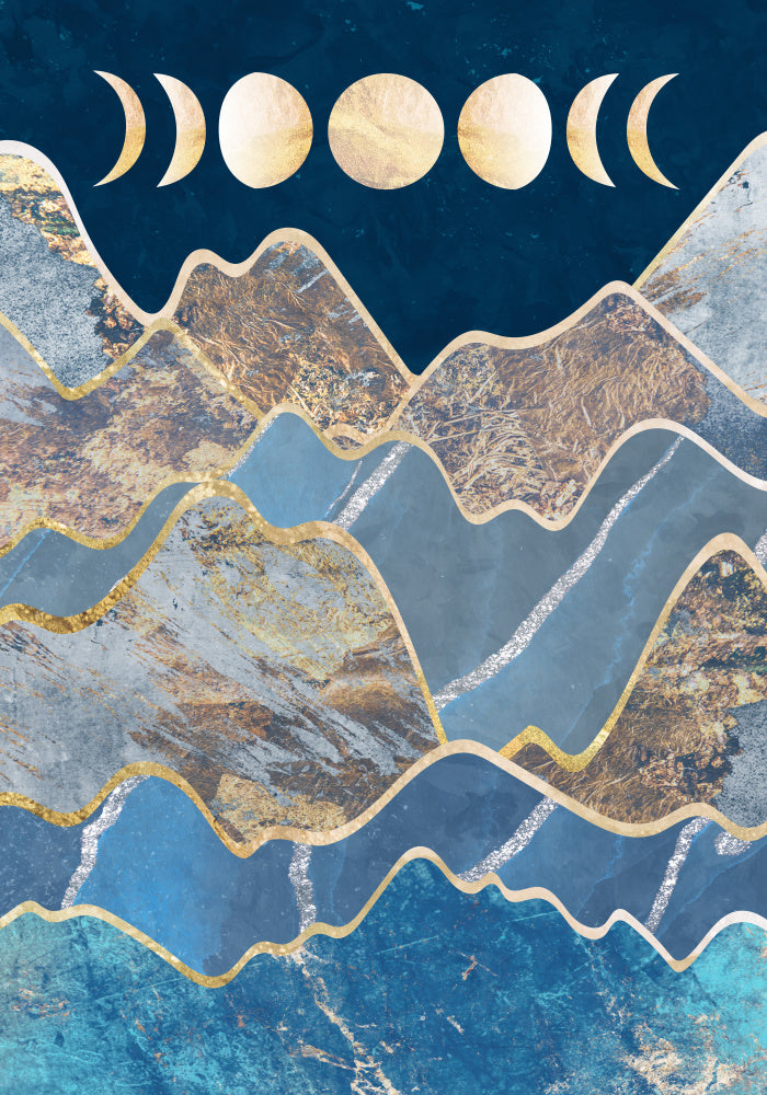 Golden Peaks Moon Phases | Canvas