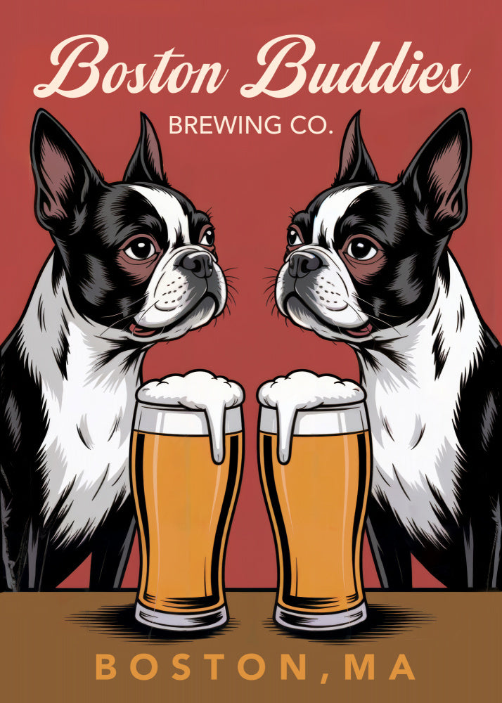 Boston Terrier Beer Buddies | Poster