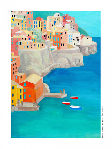 Colorful Coastal Village | Canvas