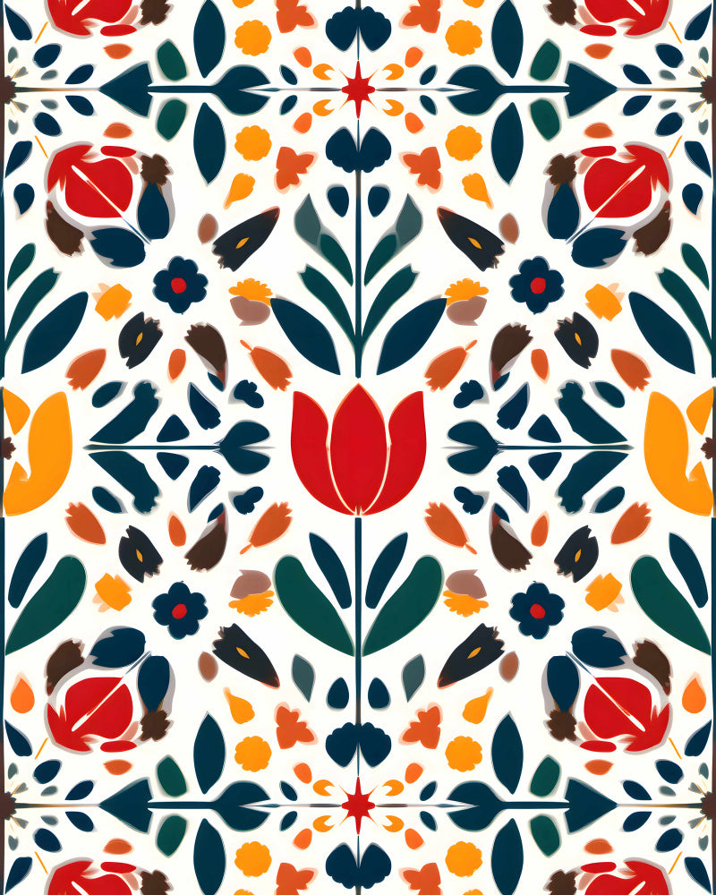 Vibrant Folk Floral Pattern | Canvas