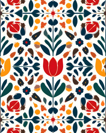 Vibrant Folk Floral Pattern | Canvas
