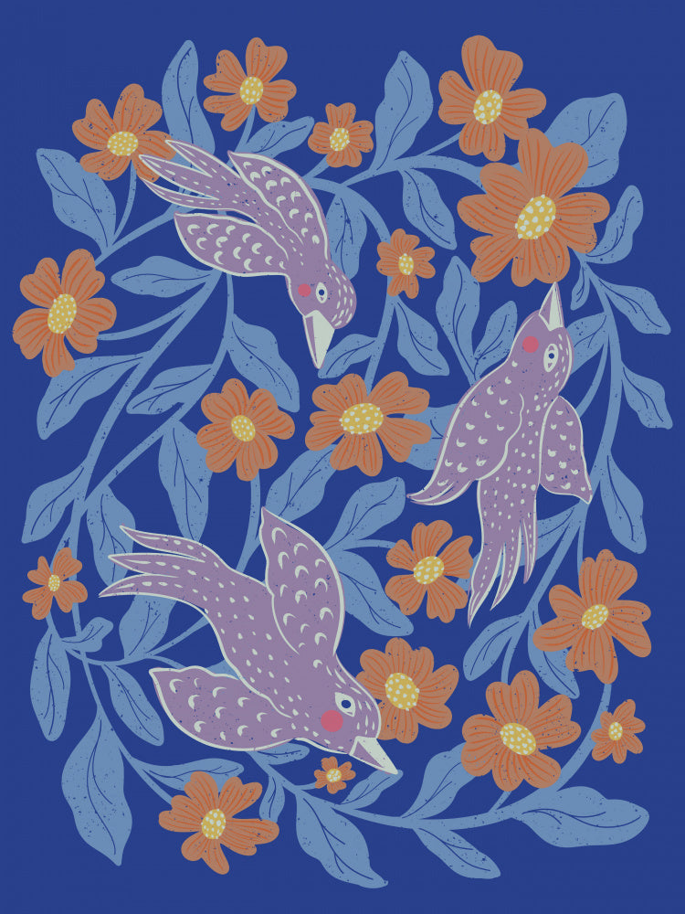 Whimsical Birds and Blooms | Canvas
