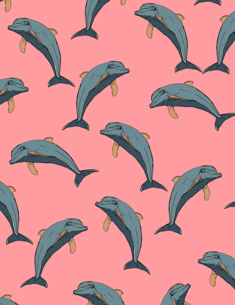 Playful Pink Dolphins | Canvas
