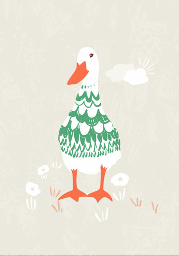 Whimsical Green Duck | Canvas