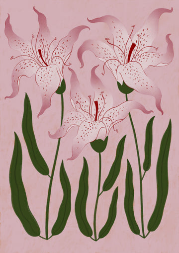 Botanical Pink Lilies | Canvas
