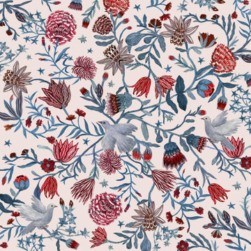 Doves and Folk Flowers | Canvas