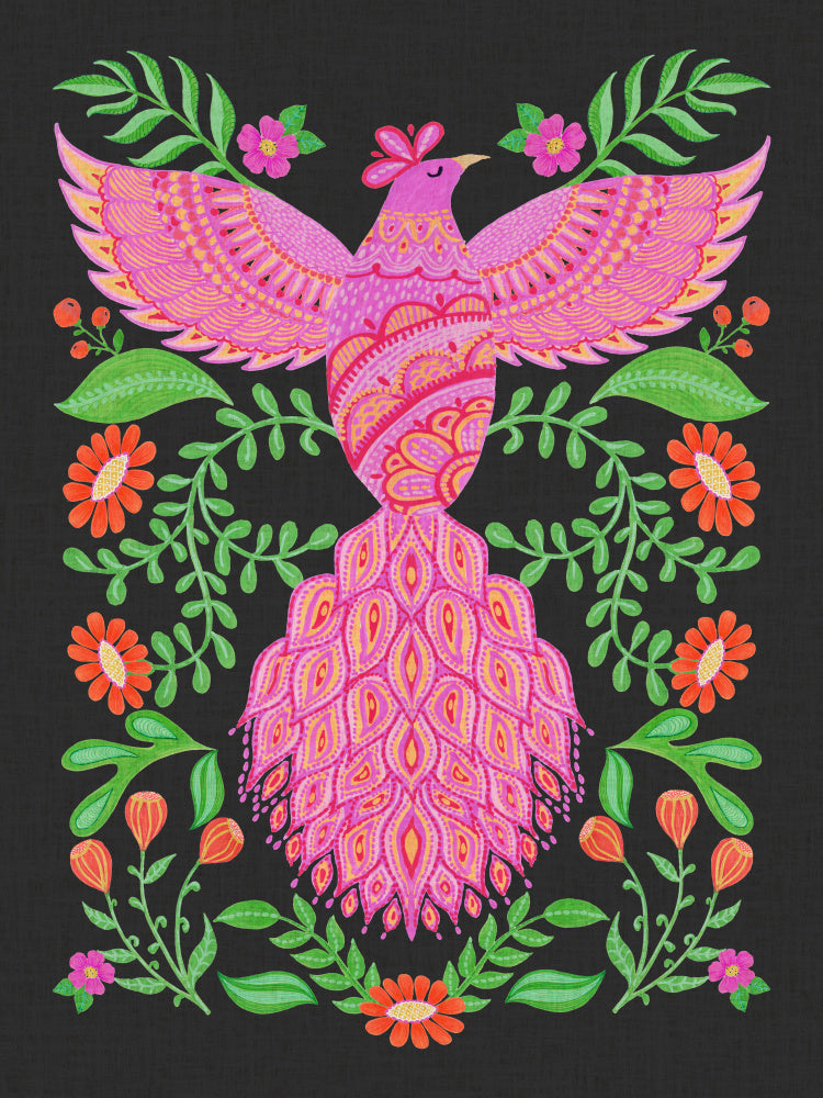 Vibrant Floral Phoenix | Canvas