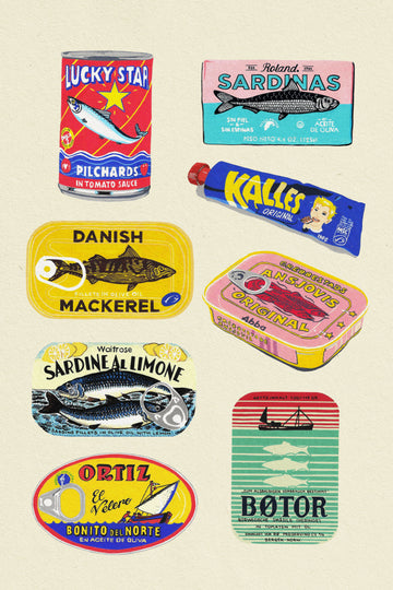 Vintage Seafood Cans | Poster
