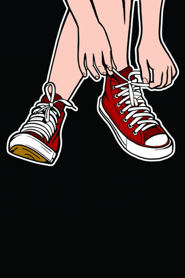 Tying Red Sneakers | Canvas