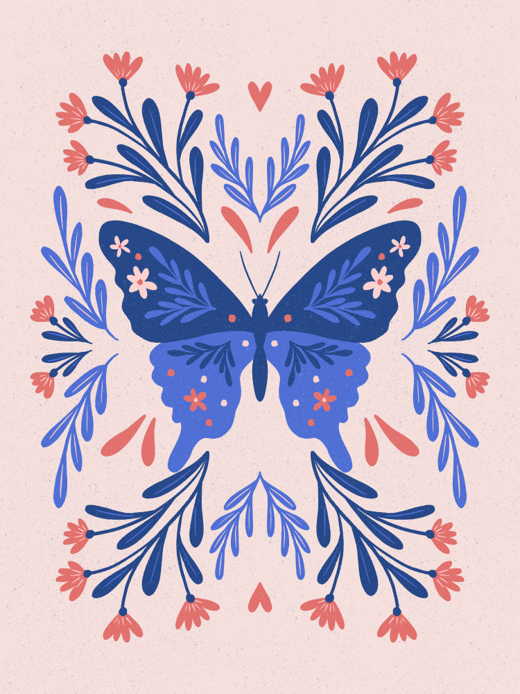 Symmetrical Floral Butterfly | Poster