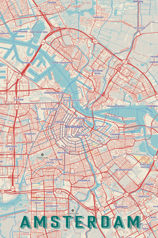 Stylized Amsterdam Map | Canvas