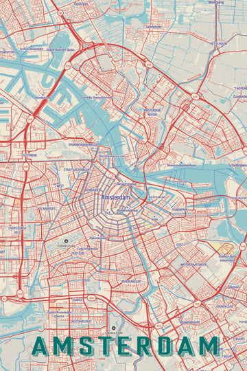 Stylized Amsterdam Map | Poster