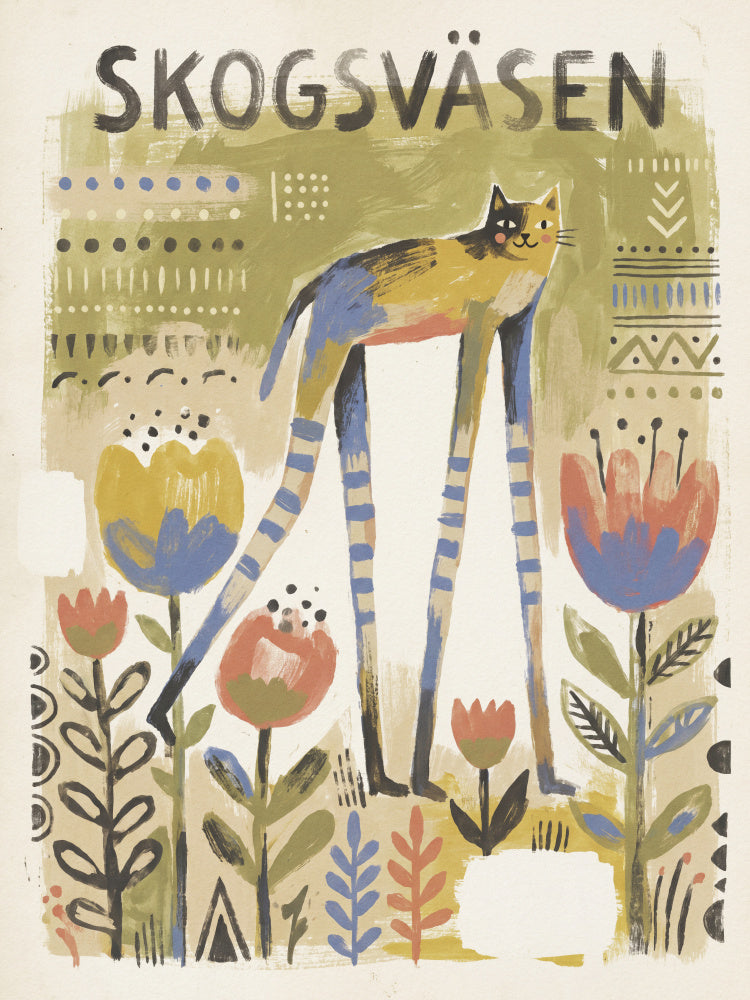 Whimsical Long-Legged Cat | Canvas