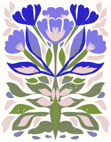 Blue Floral Folk Art | Canvas