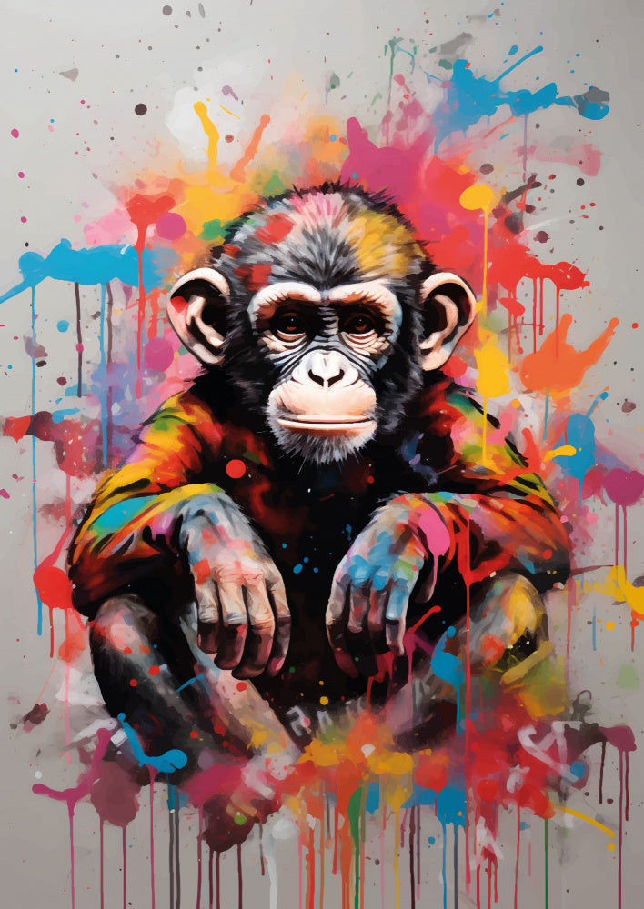 Vibrant Chimp Splatter | Canvas