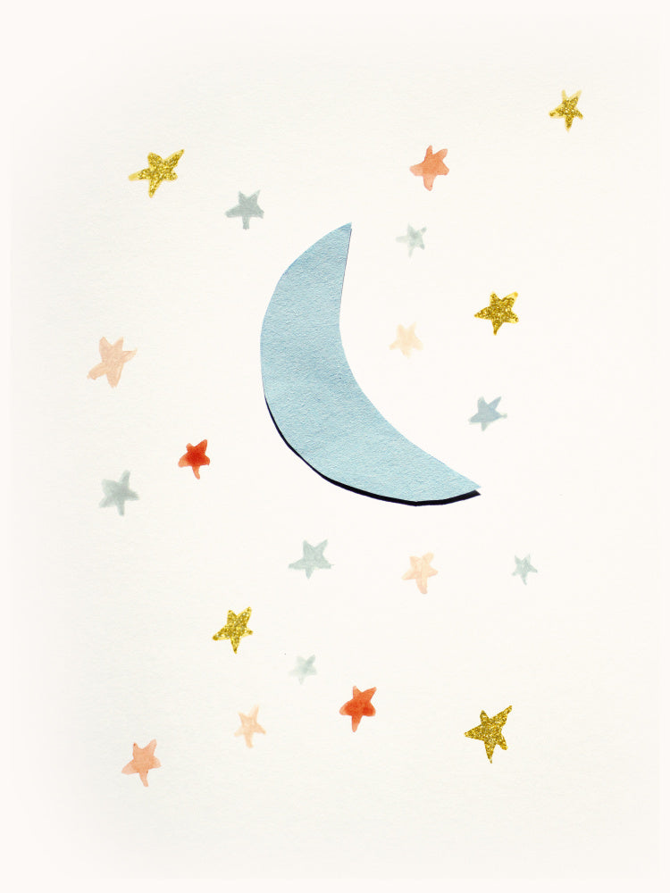 Soft Moon and Stars | Canvas
