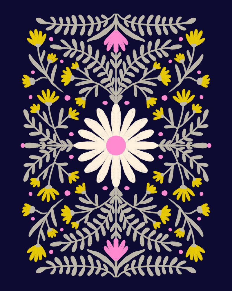 Folk Art Daisy Pattern | Canvas