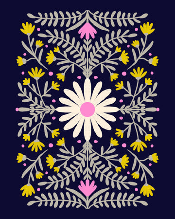 Folk Art Daisy Pattern | Canvas