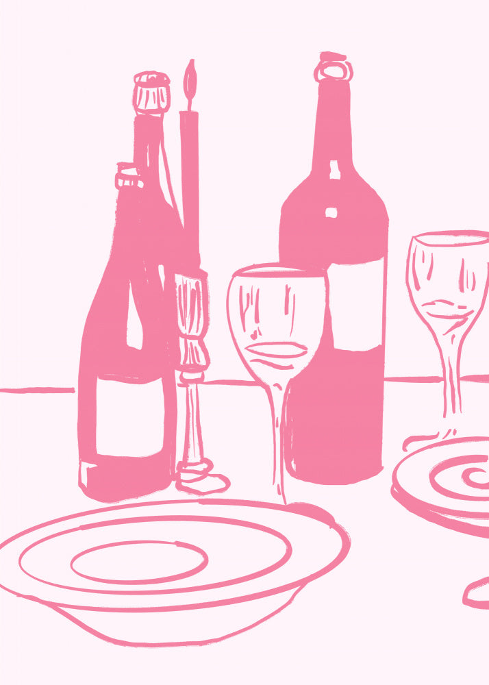 Dinnerandwine(pink) | Poster