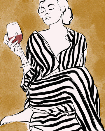 Striped Serenity With Wine | Canvas