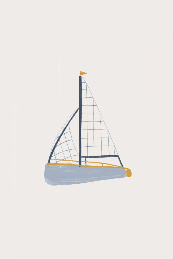 Blue Sailboat Illustration | Poster