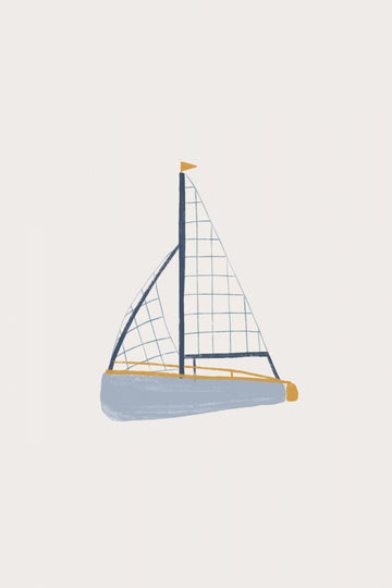 Blue Sailboat Illustration | Poster