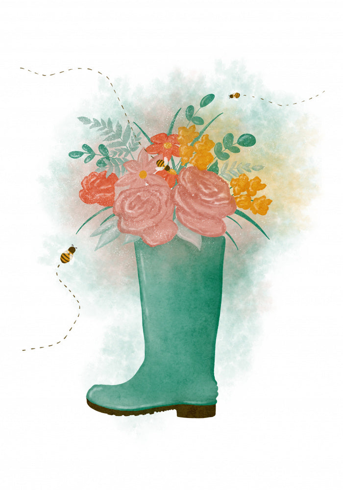 Whimsical Floral Boot | Poster