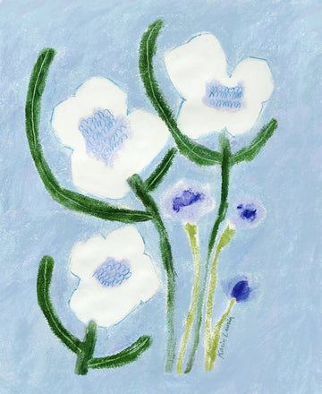 Blue Pastel Flowers | Poster
