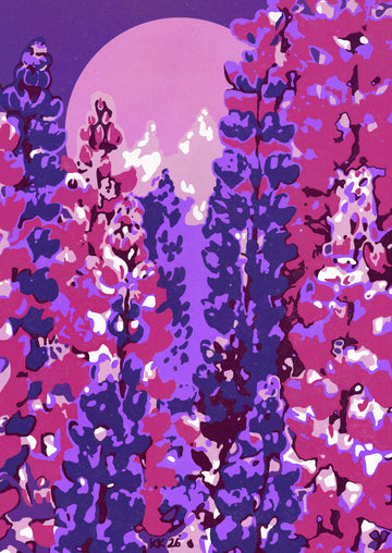 Moonlit Purple Blooms | Canvas