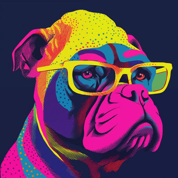Neon Pop Art Bulldog | Poster