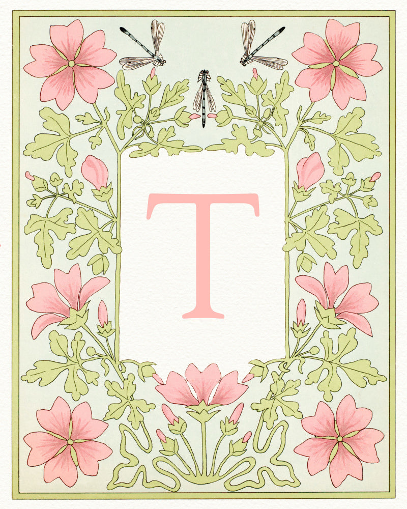 Elegant Botanical Letter T | Poster