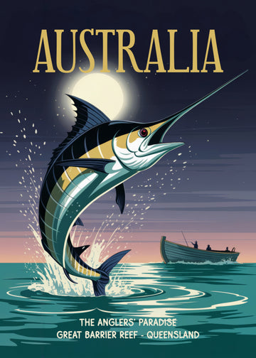 Leaping Marlin Australia Night | Canvas