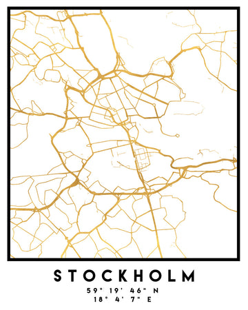 Golden Stockholm Map | Canvas