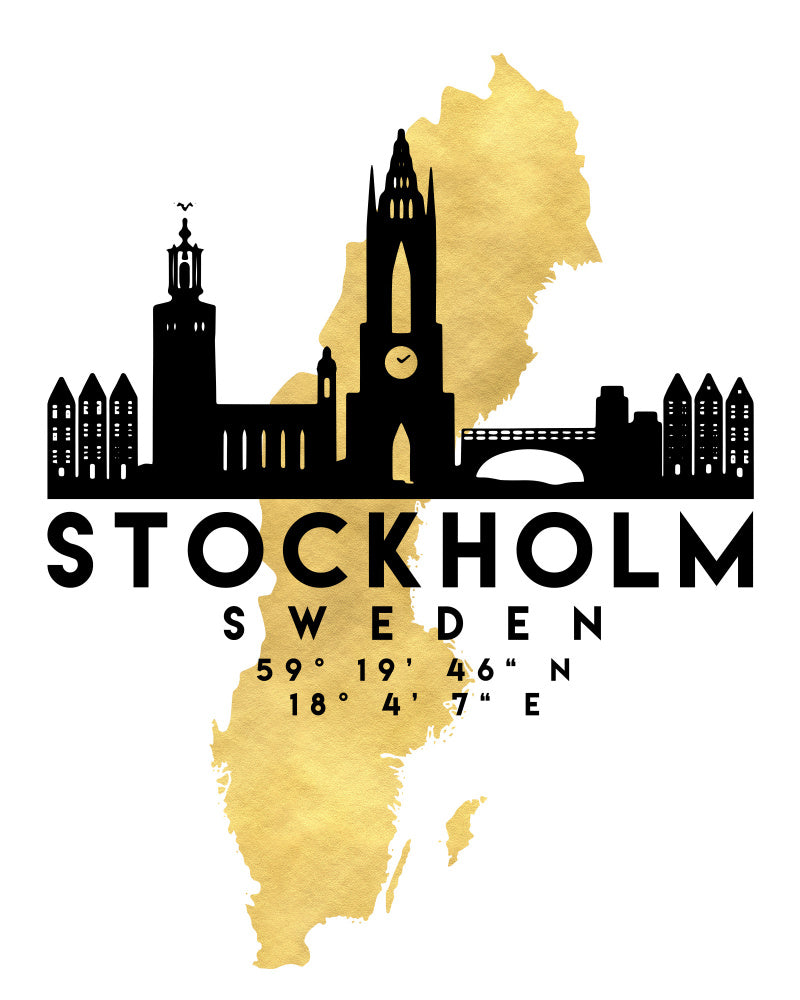 Stockholm Gold Map Skyline | Poster