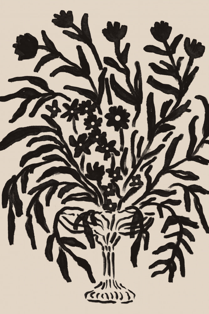 Elegant Black Bouquet | Canvas