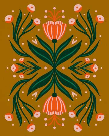 Earthy Floral Folk Art | Canvas