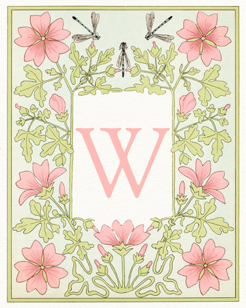 Pink Floral Letter W | Canvas