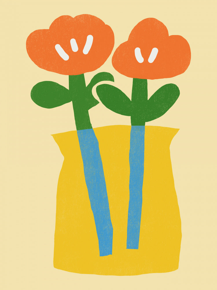 Two Stylized Orange Flowers | Canvas